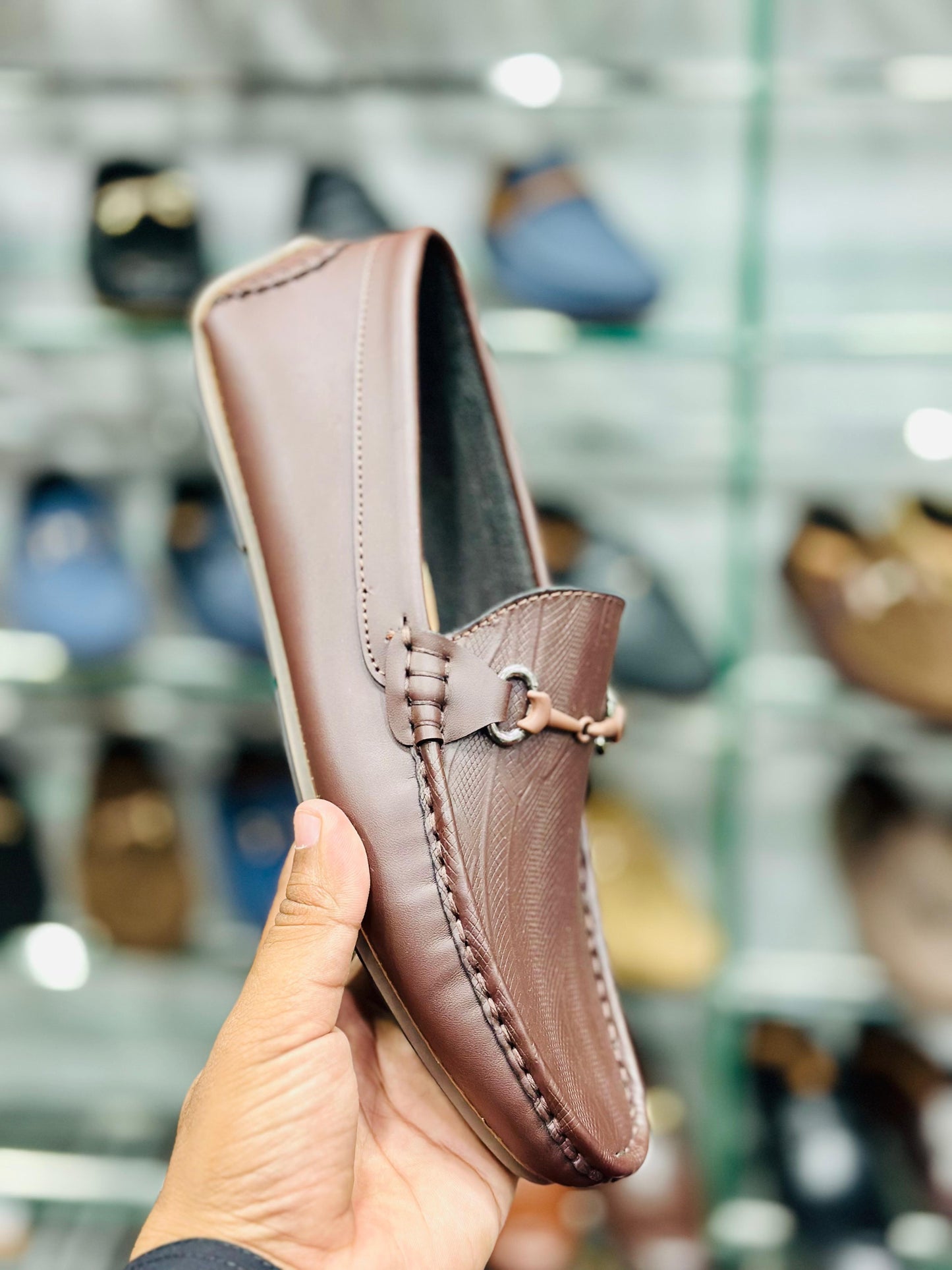 TWO TONE TEXTURED BROWN LOAFERS