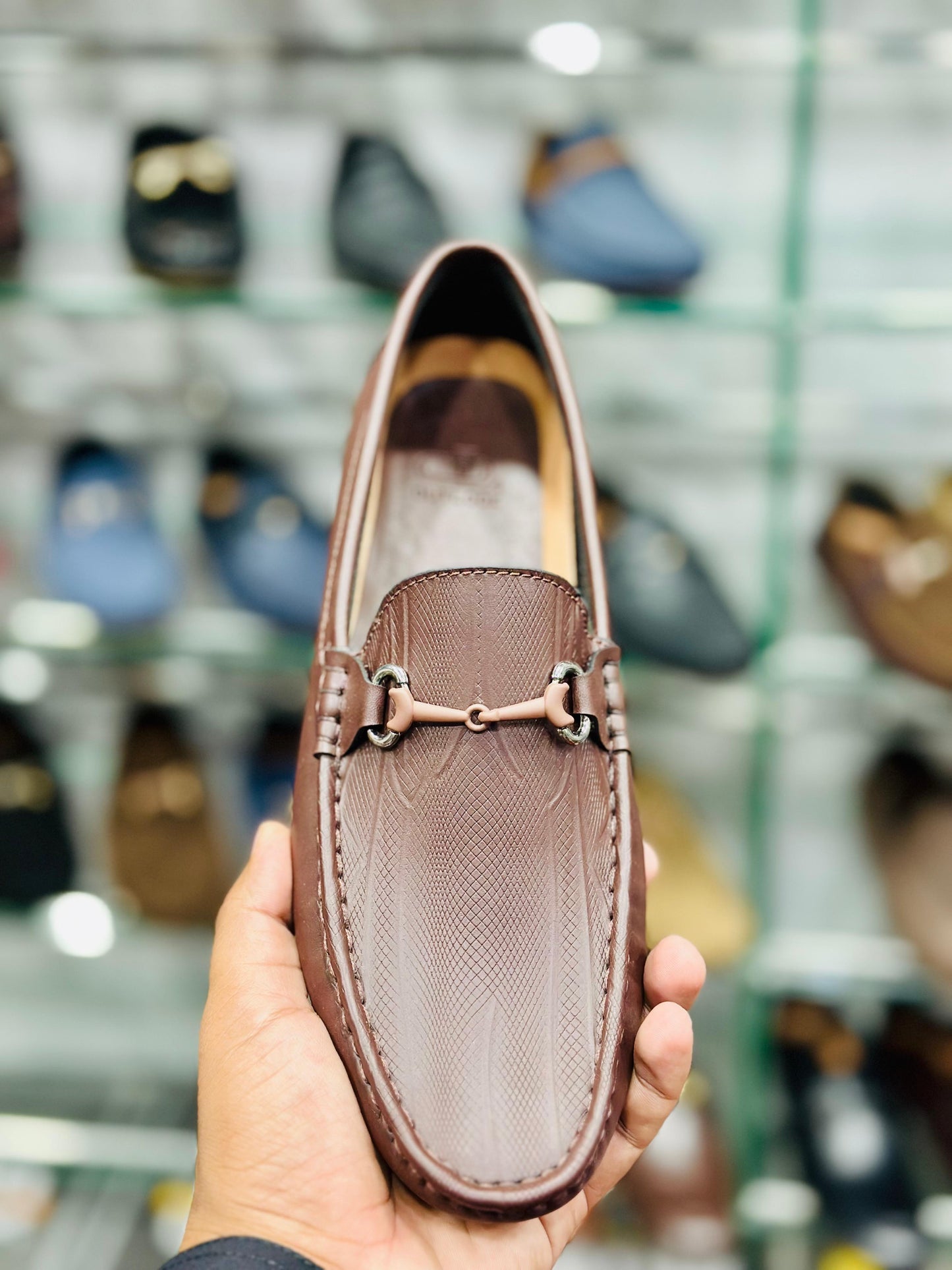 TWO TONE TEXTURED BROWN LOAFERS