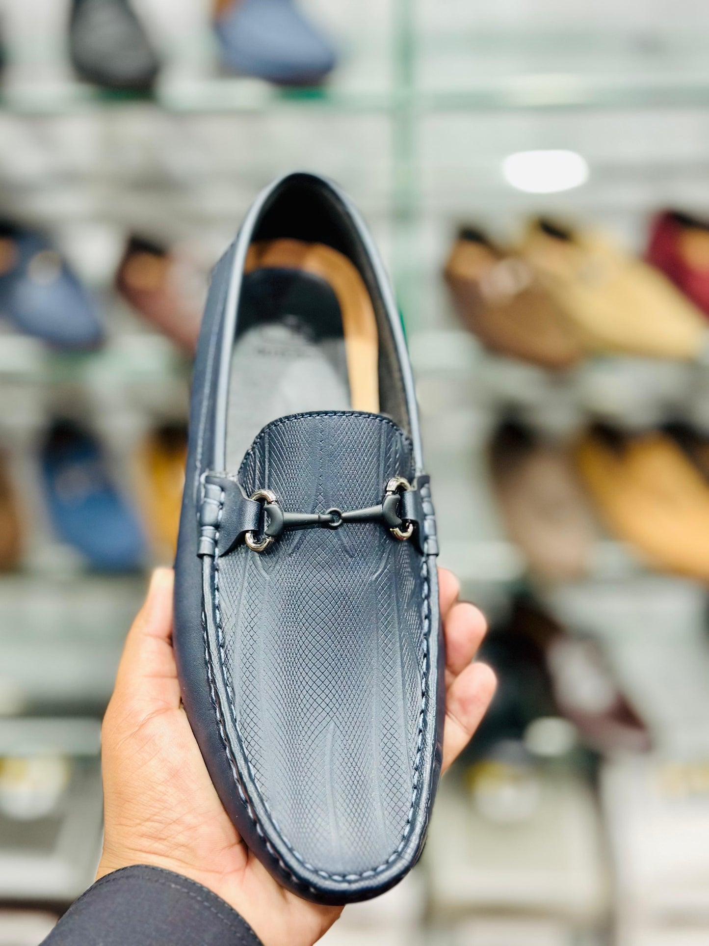 TWO TONE TEXTURED BROWN LOAFERS