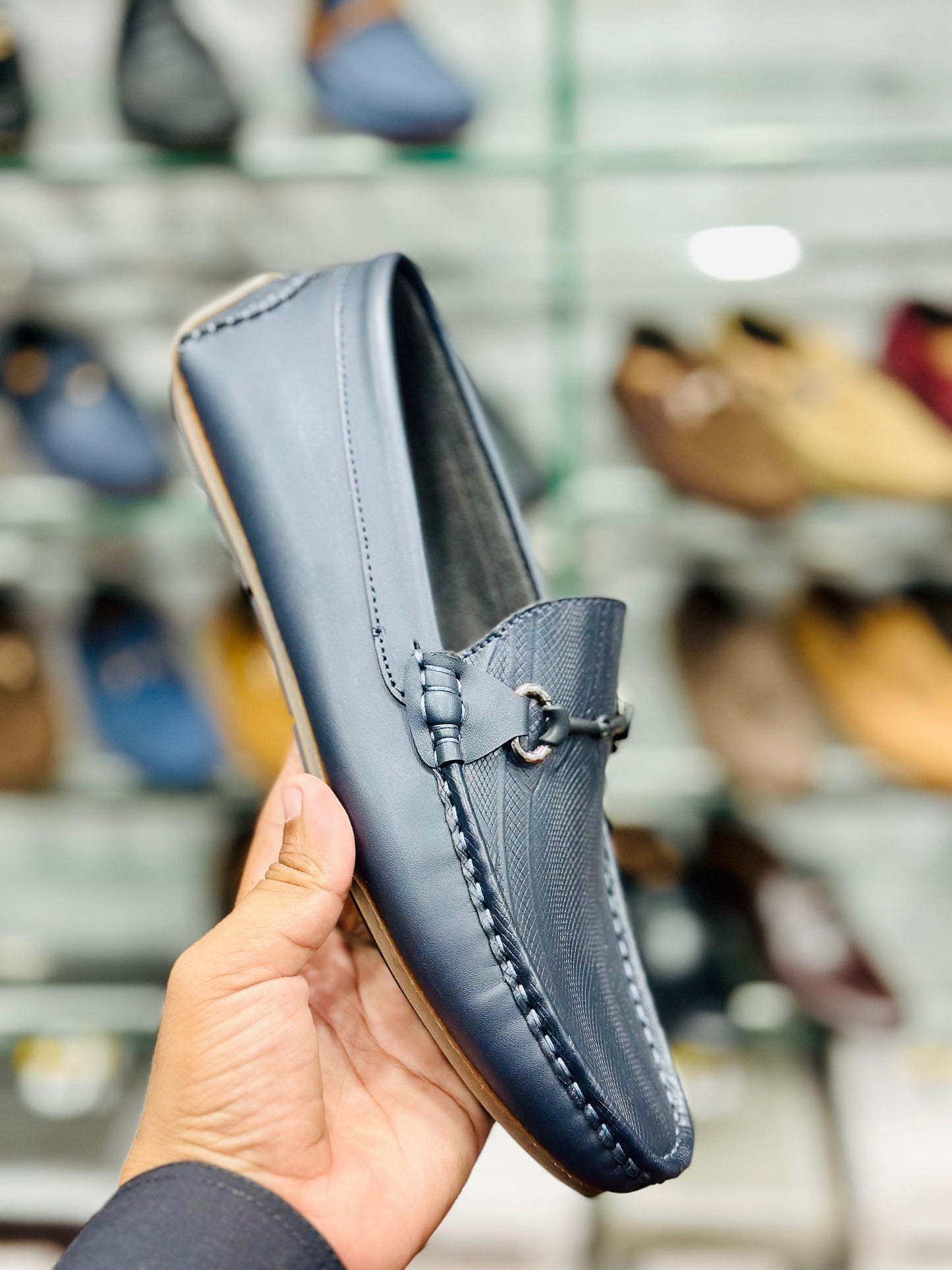 TWO TONE TEXTURED BROWN LOAFERS