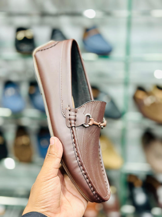 TWO TONE TEXTURED BROWN LOAFERS